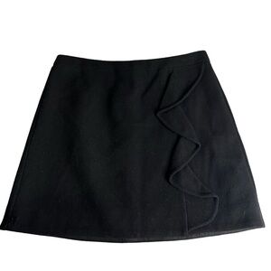 NWT J. Crew Mercantile Black Ruffle Front Wool blend Mini Skirt Womens 10